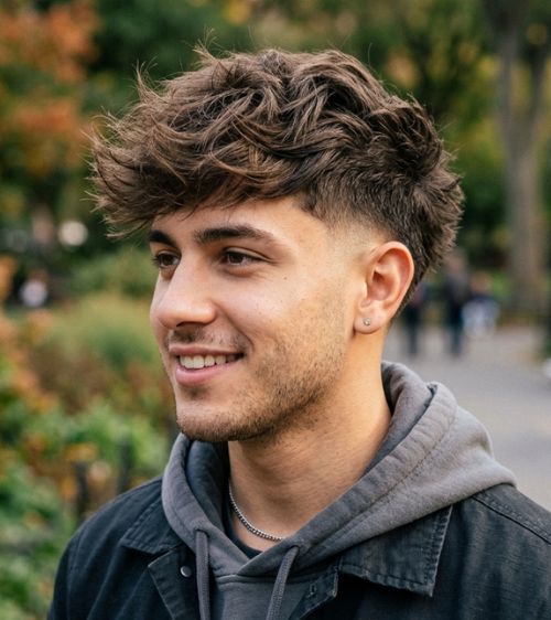 Blowout Low Taper Fade with Textured Fringe