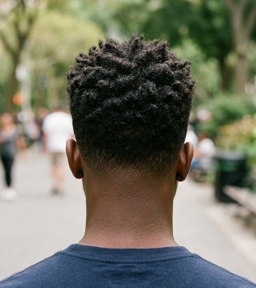 Low Taper Fade with Textured Fringe (Back View)