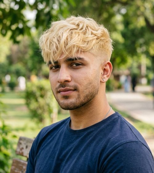 Low Taper Fade with Textured Fringe — Blonde Hair