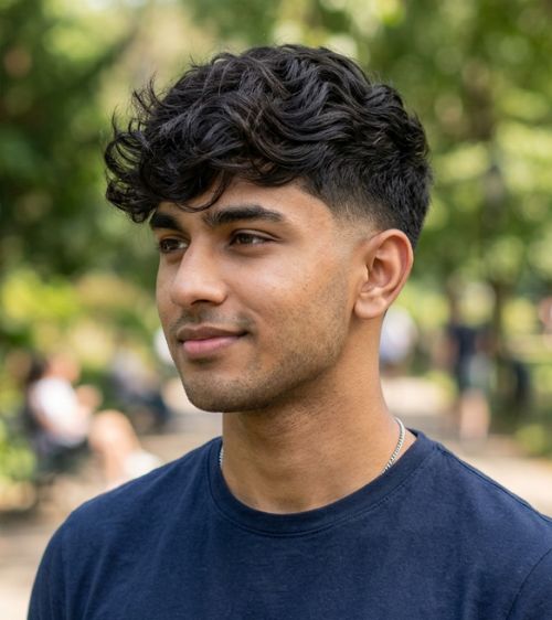 Low Taper Fade with a Textured Fringe on Top