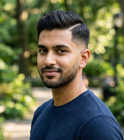 Low Mid Taper Fade Side Part