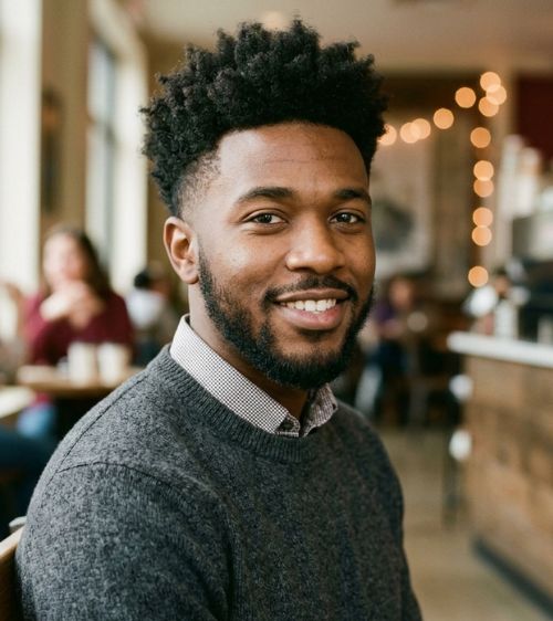 Low Taper Fade Black Male Afro