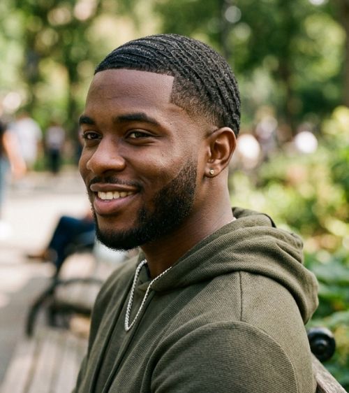 Low Taper Fade Black Male Waves