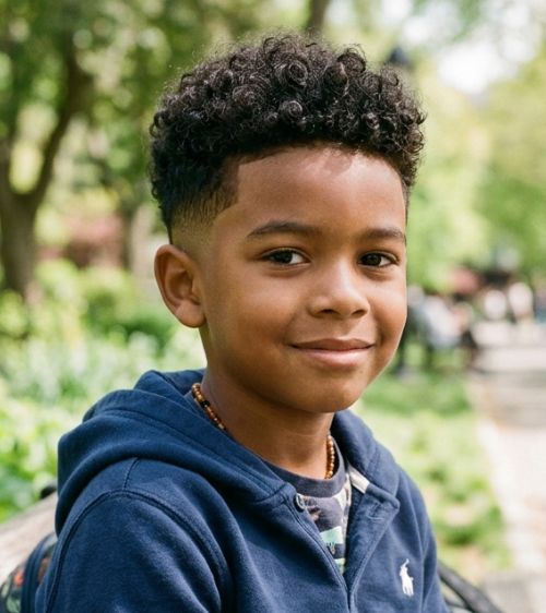 Low Taper Fade Kids Curly Hair