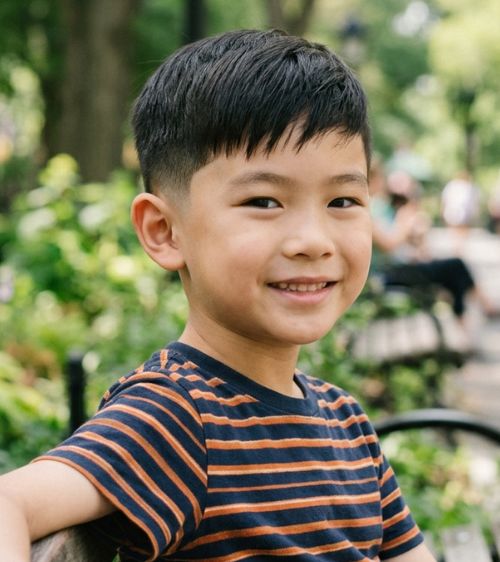 Low Taper Fade Kids Haircut Straight Hair