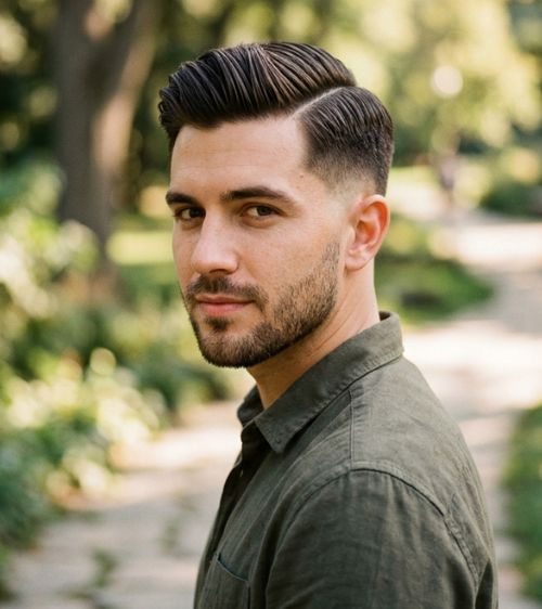 Low Taper Fade Side Part Comb Over