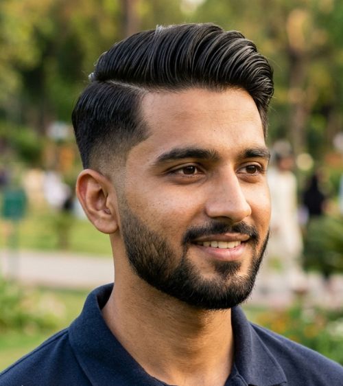 Low Taper Fade Side Part Haircut