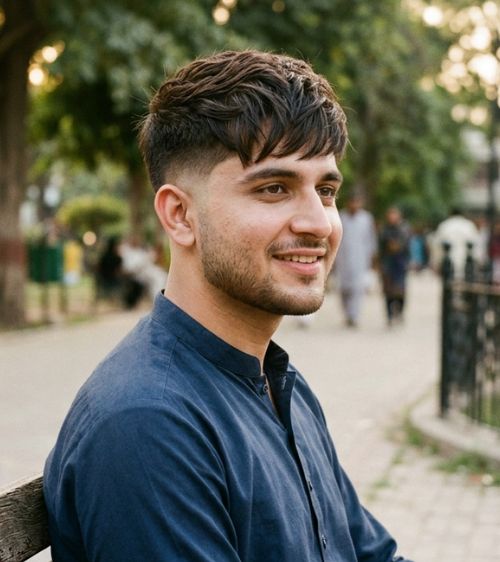 Low Taper Fade With Textured Fringe Short Hair
