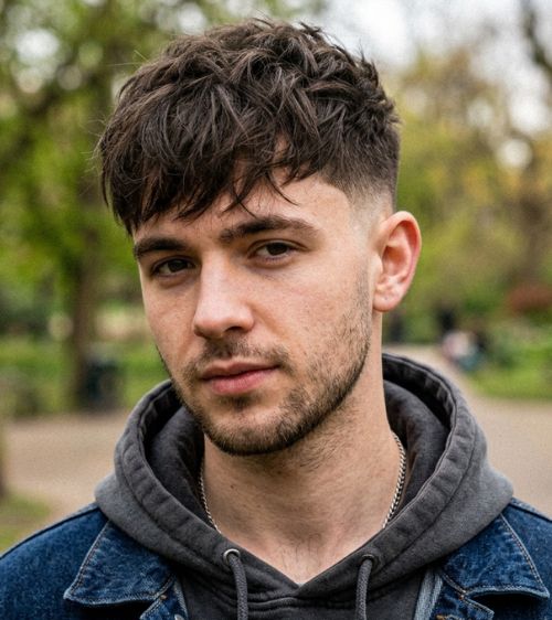 Low Taper Fade with Messy Fringe