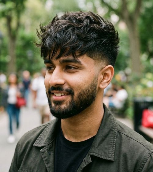 Low Taper Fade with Messy Textured Fringe