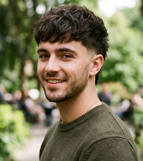 Textured Crop Low Taper Fade Messy Fringe