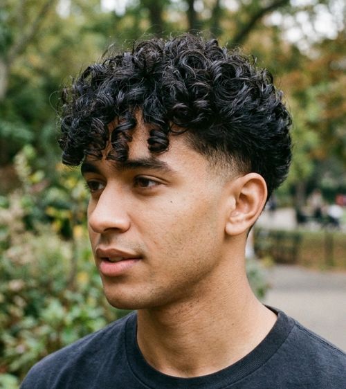 Textured Fringe Blowout Low Taper Fade Curly Hair