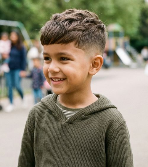 Textured Fringe Low Taper Fade Kids