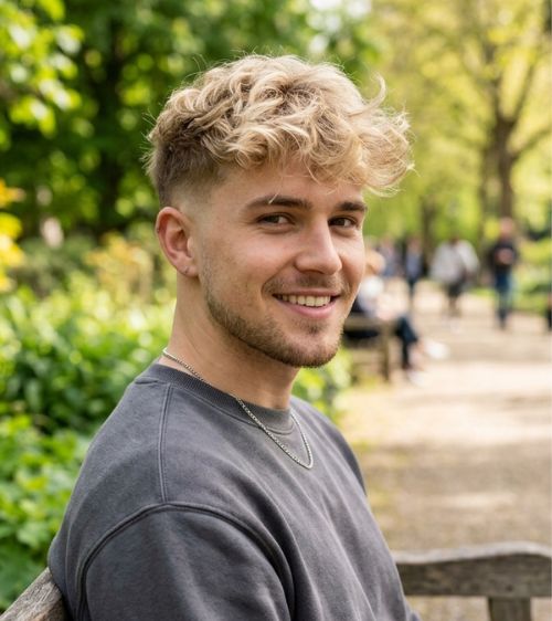 Low Taper Fade Blonde Fluffy Hair