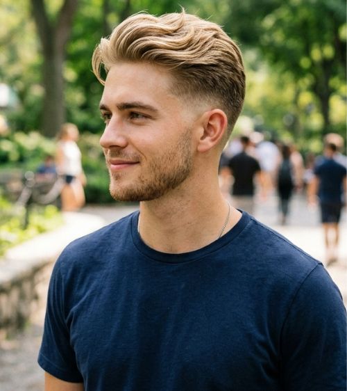 Low Taper Fade Blonde Hair