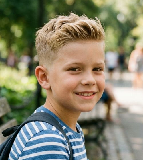 Low Taper Fade Blonde Hair Kid
