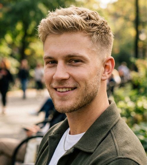 Low Taper Fade Blonde Male