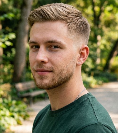 Low Taper Fade Blonde Straight Hair