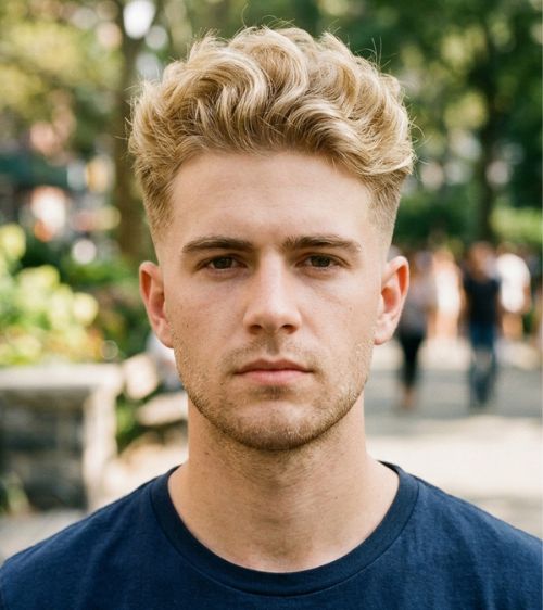 Low Taper Fade Fluffy Hair Blonde