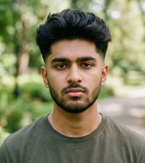 Low Taper Fade Fluffy Hair Men