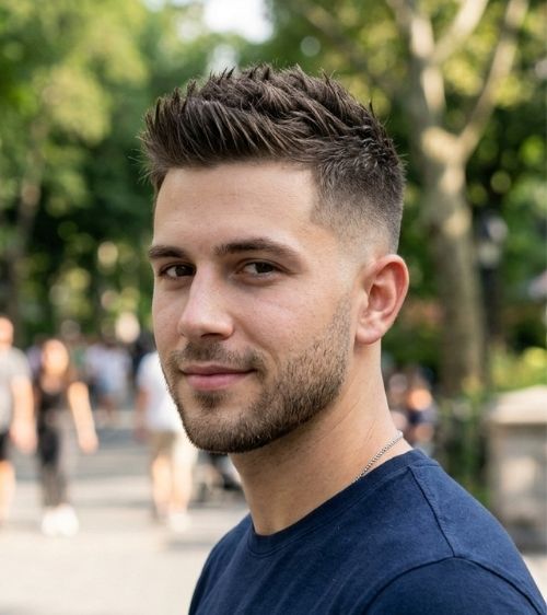 Low Taper Fade With Short Spiky Hair