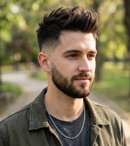 Low Taper Fade With Spiky Hair And Straight Hair