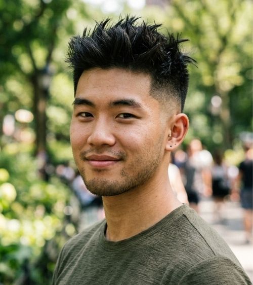 Low Taper Fade With Spiky Hair For Male