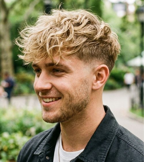 Messy Fringe Low Taper Fade Blonde