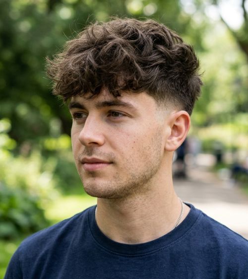 Messy Fringe Low Taper Fade Fluffy Hair