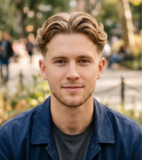 Low Taper Fade With Middle Part Flow