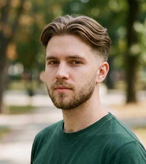 Low Taper Fade With Middle Part