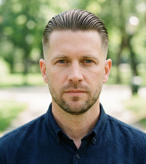 Mid Low Taper Fade Slick Back