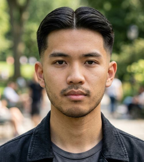 Middle Part Low Taper Fade