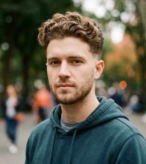 Fluffy Low Taper Fade Wavy Hair
