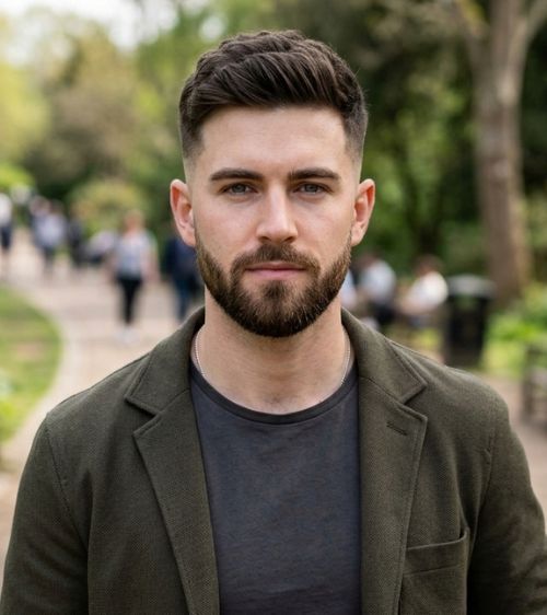 Low Taper Fade With Beard White Guy (