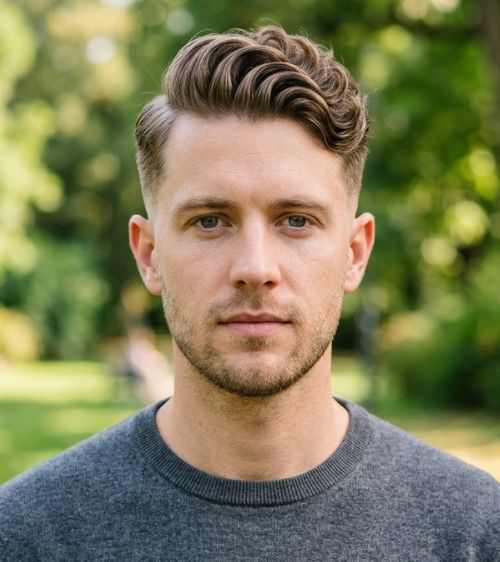 Side Part Low Taper Fade Wavy Hair