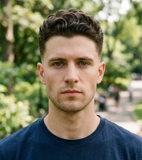 Textured Low Taper Fade Wavy Hair